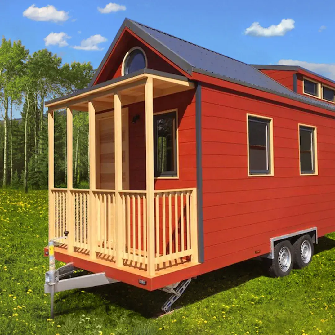 Tiny House Hydi balcon bardage rouge