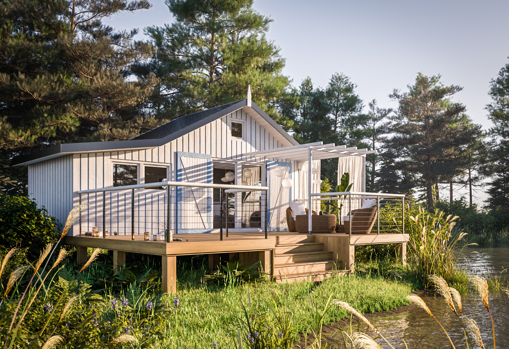 Quadrapol Chalet Cabanon Bleu nature rivière